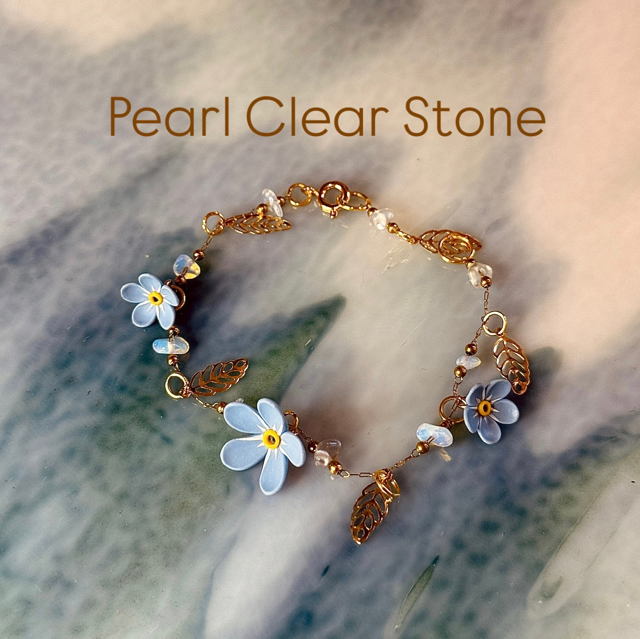 Gold Forget Me Not Charm Bracelet
