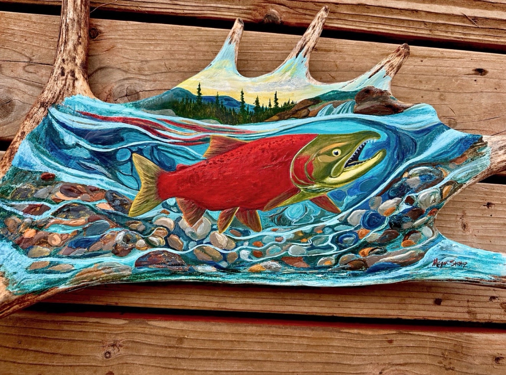 Custom Painted Moose Paddle – Megan Stortz Art