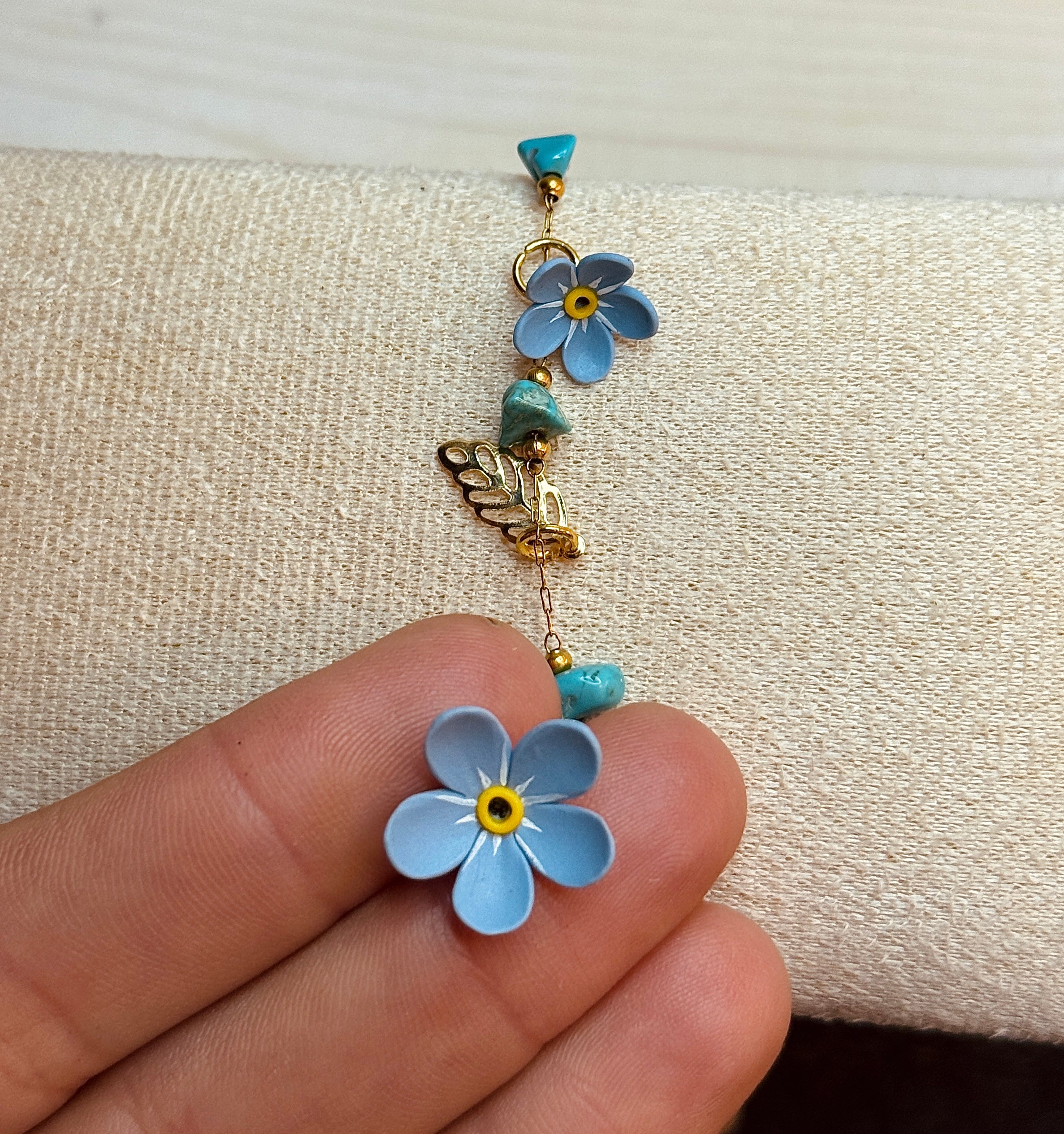 Gold Forget Me Not Charm Bracelet