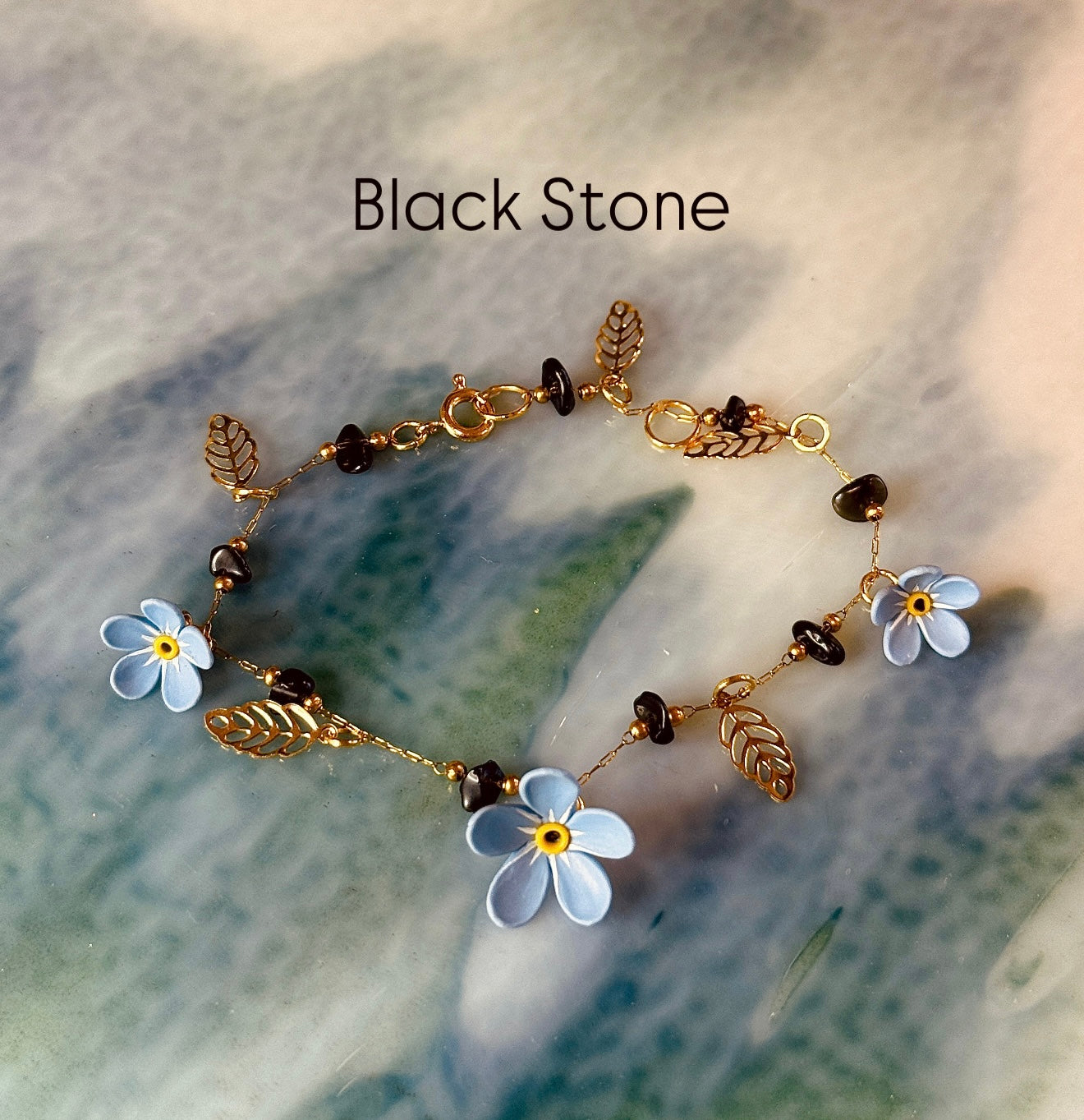 Gold Forget Me Not Charm Bracelet