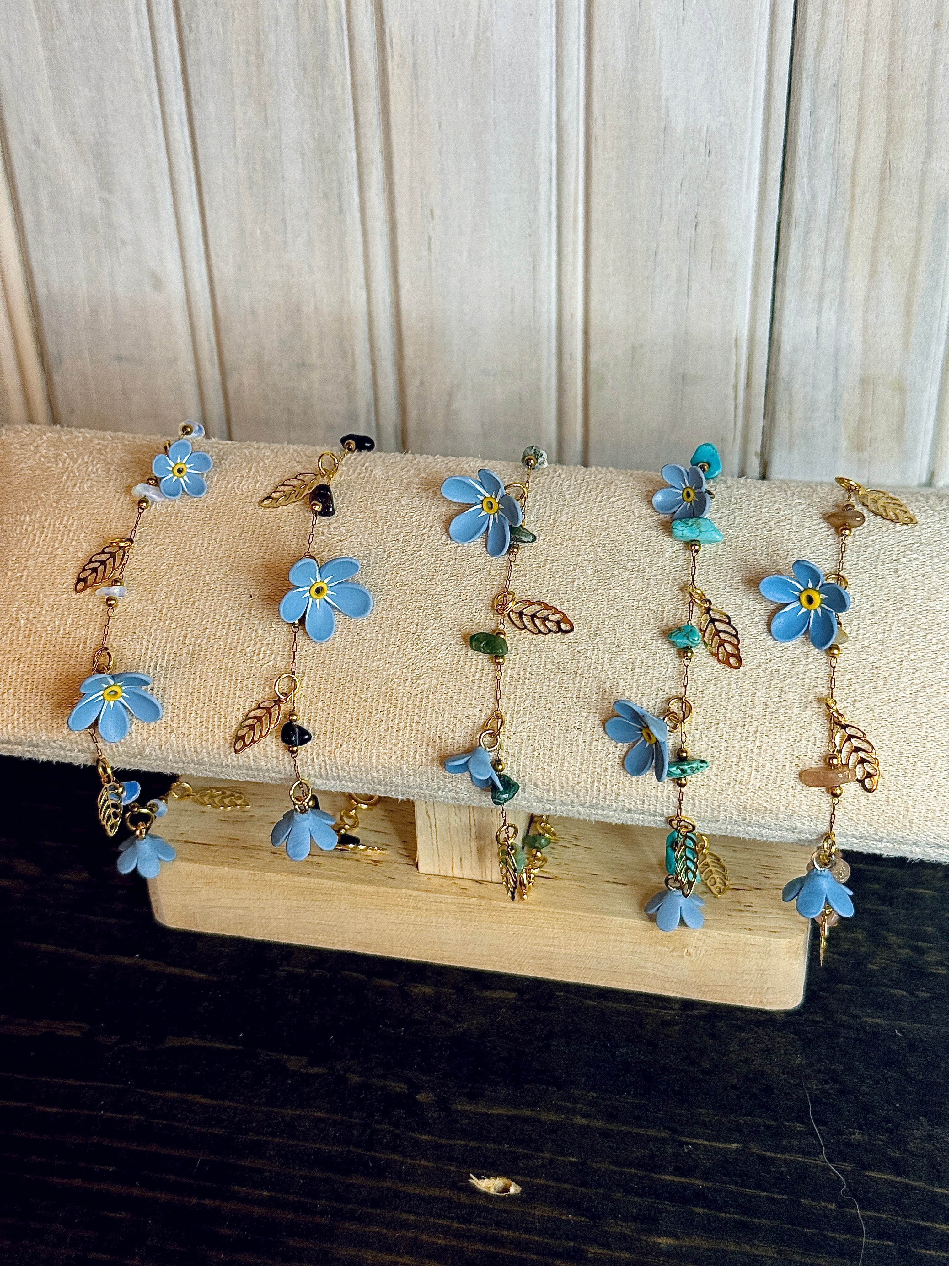 Gold Forget Me Not Charm Bracelet
