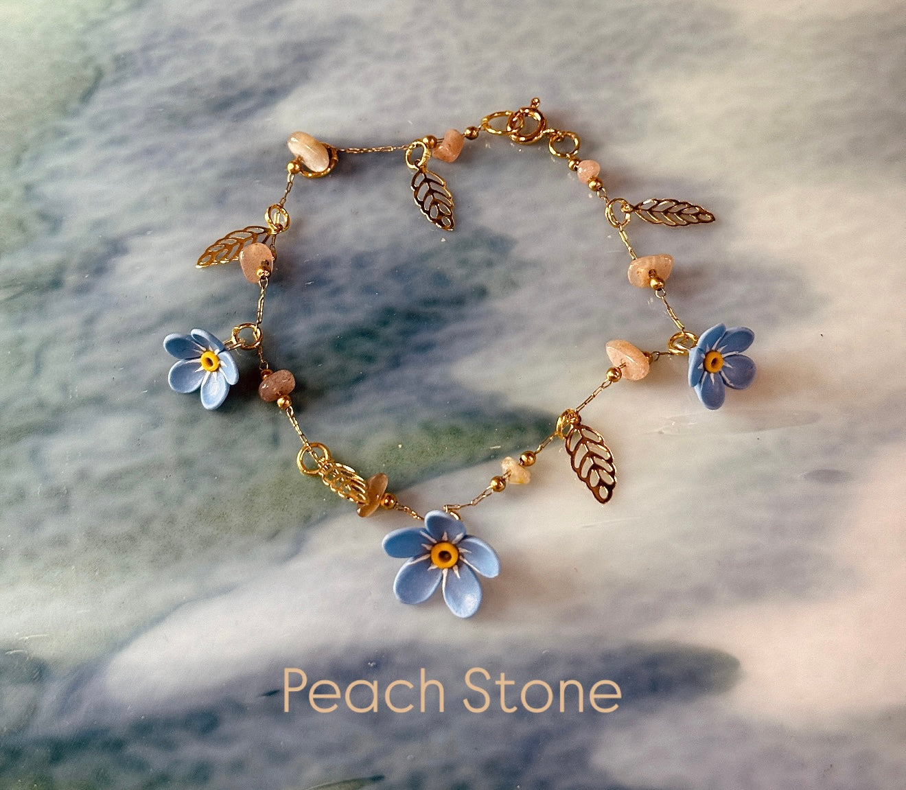 Gold Forget Me Not Charm Bracelet