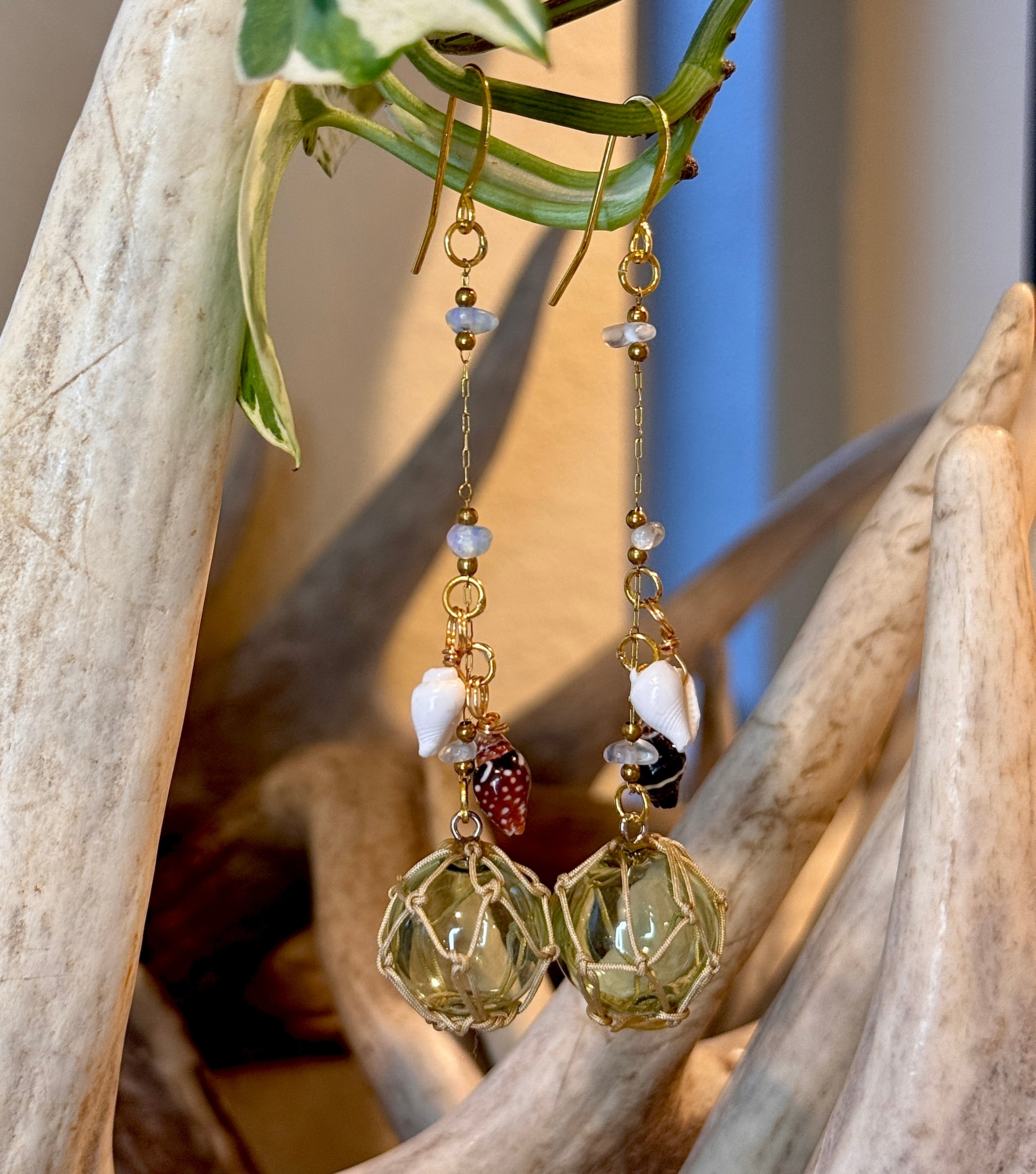 Glass Float Fishing Earrings