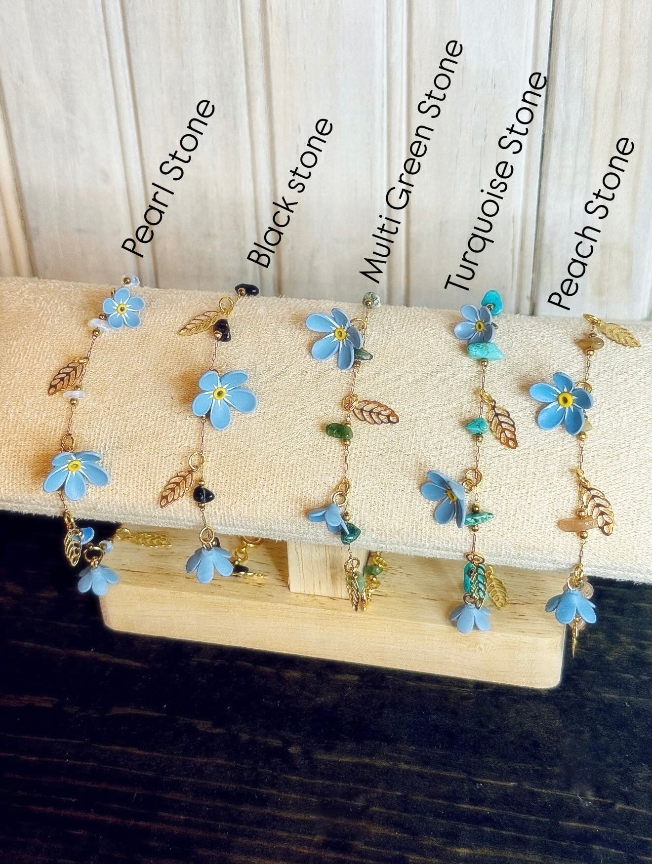 Gold Forget Me Not Charm Bracelet