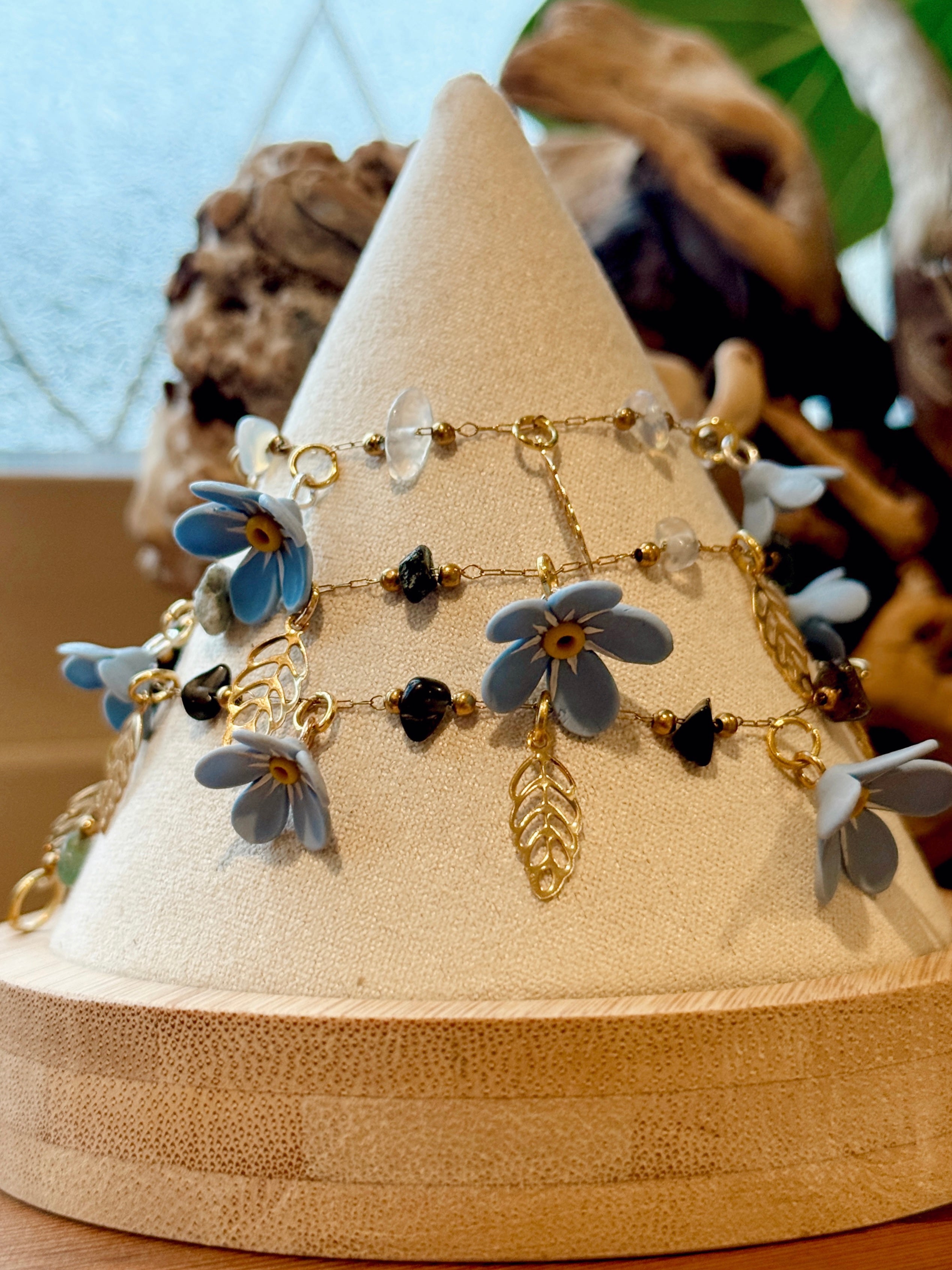 Gold Forget Me Not Charm Bracelet
