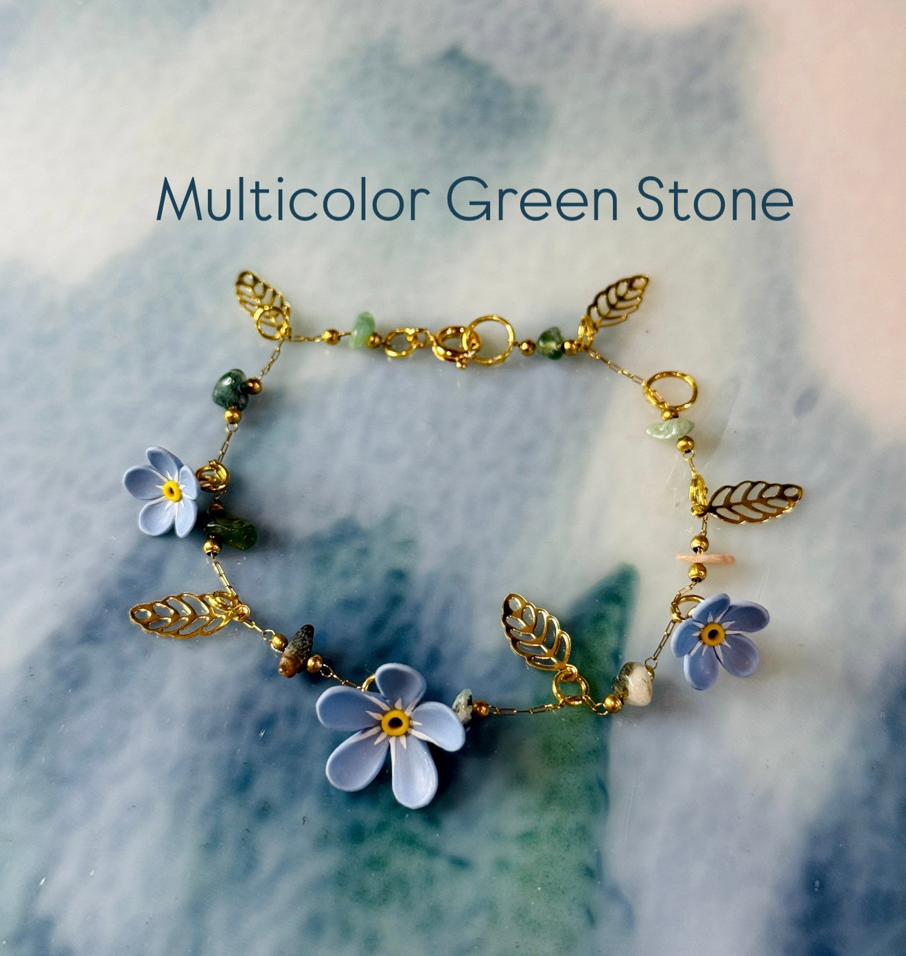 Gold Forget Me Not Charm Bracelet