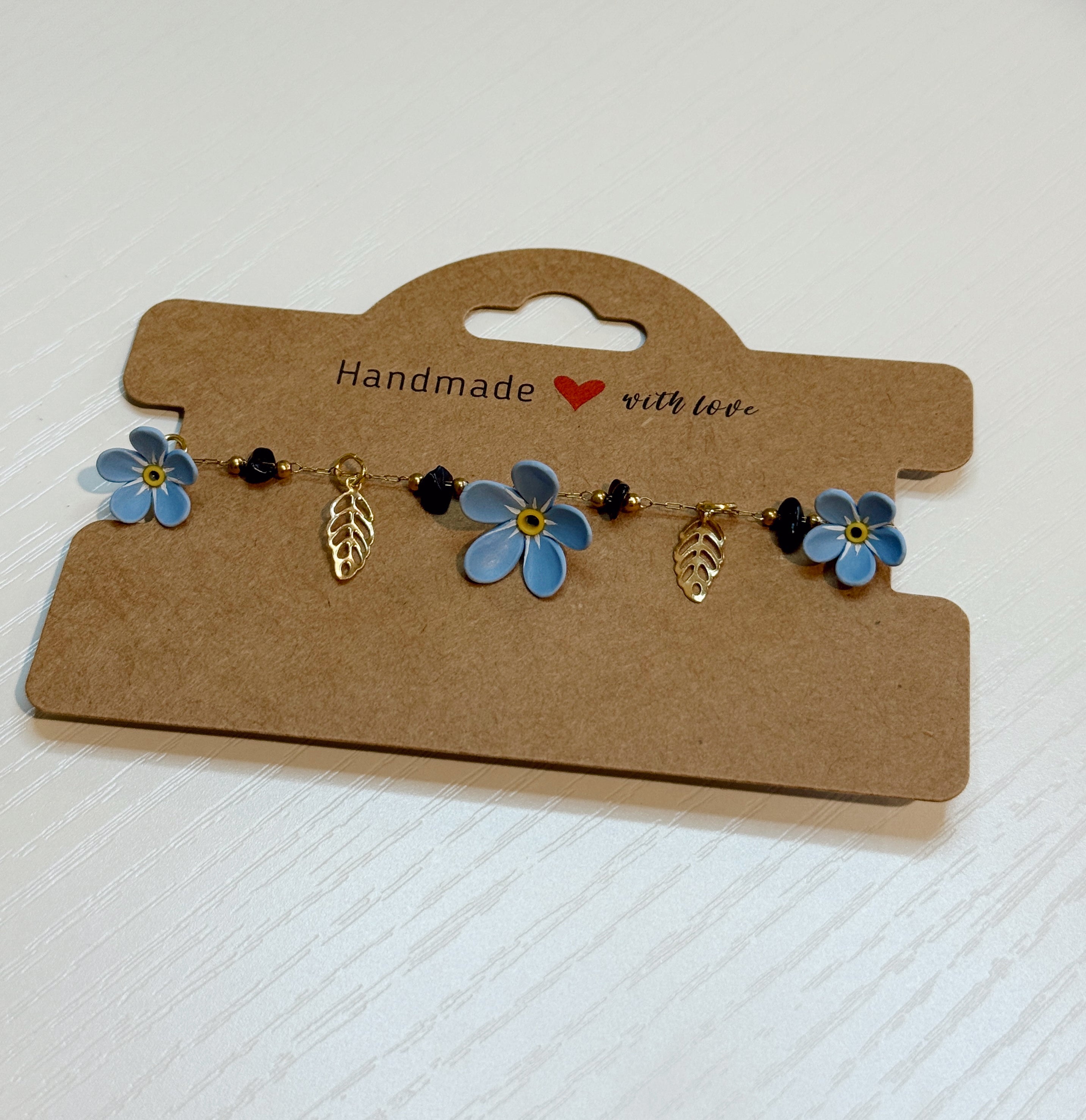 Gold Forget Me Not Charm Bracelet