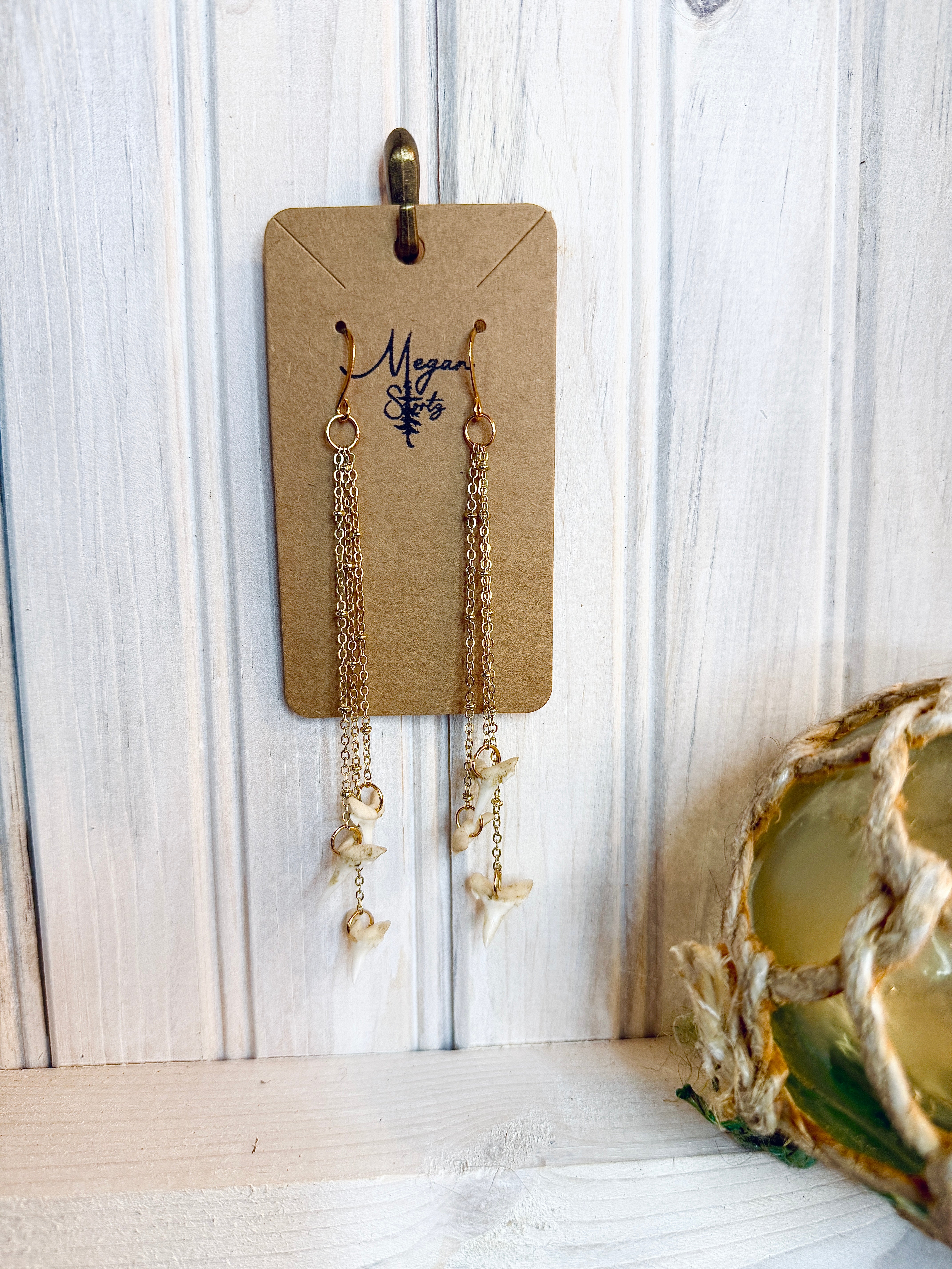 Salmon Shark Tooth Earrings