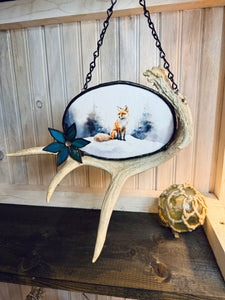 Winter Fox Antler Print