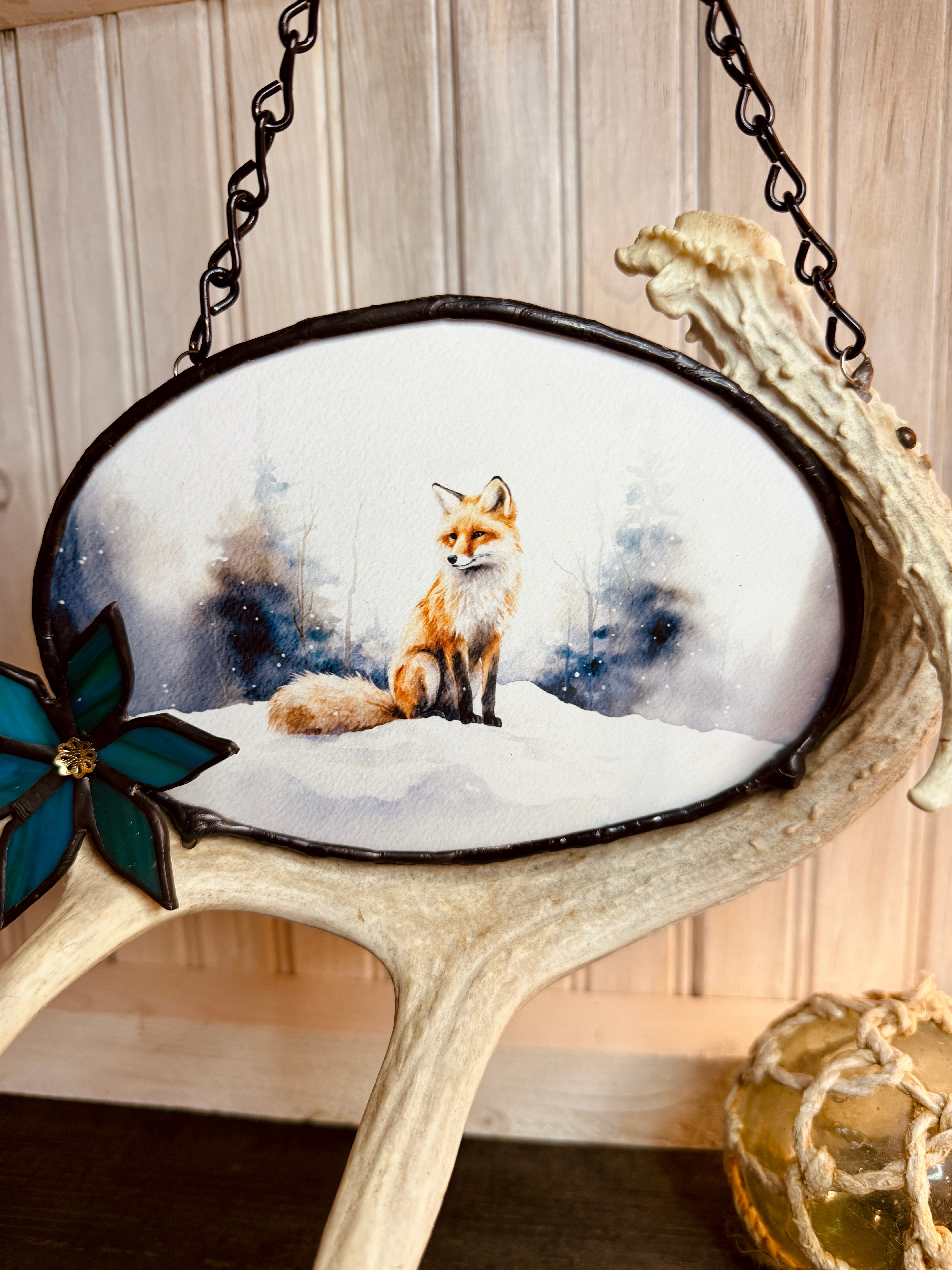 Winter Fox Antler Print