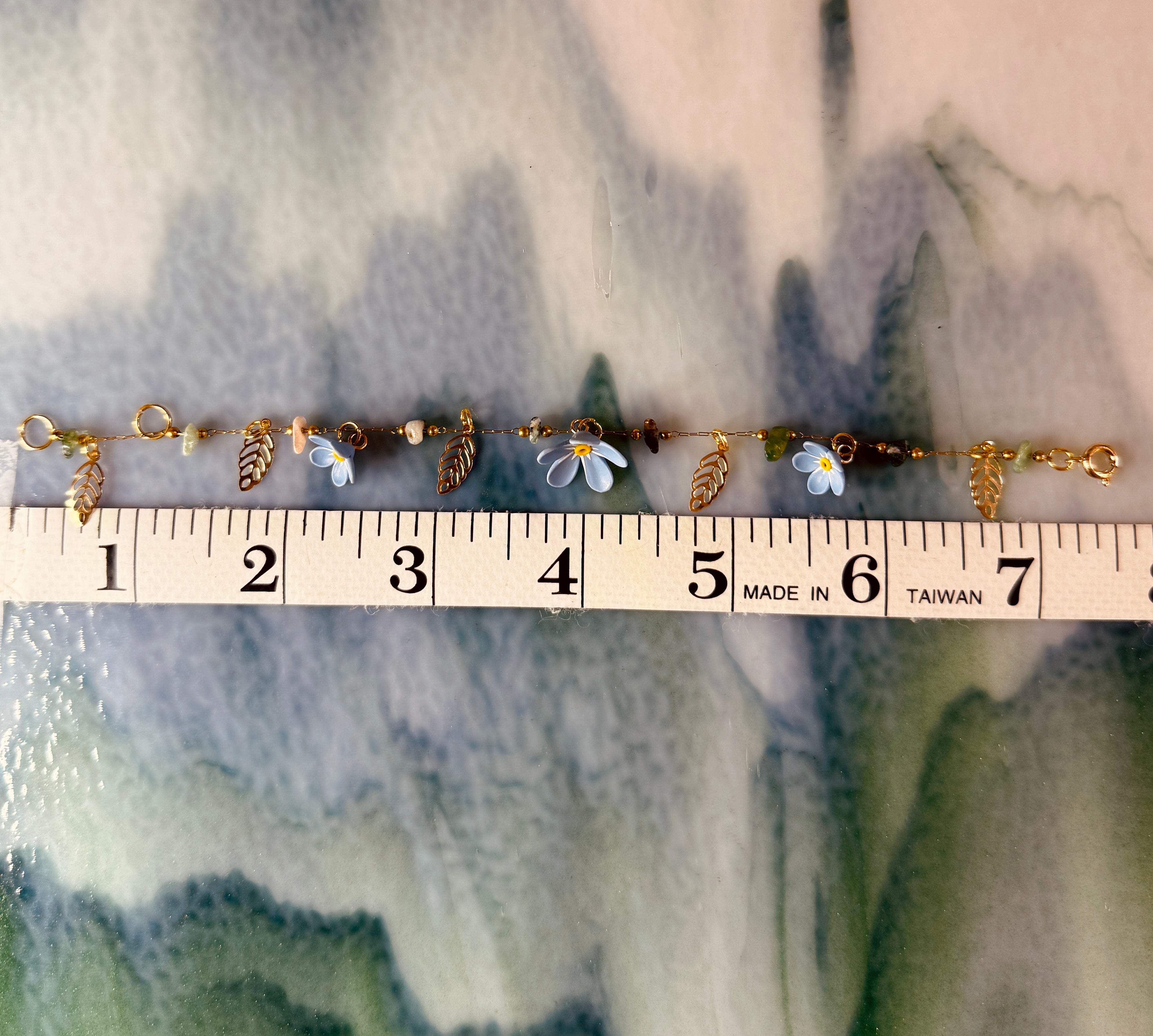 Gold Forget Me Not Charm Bracelet