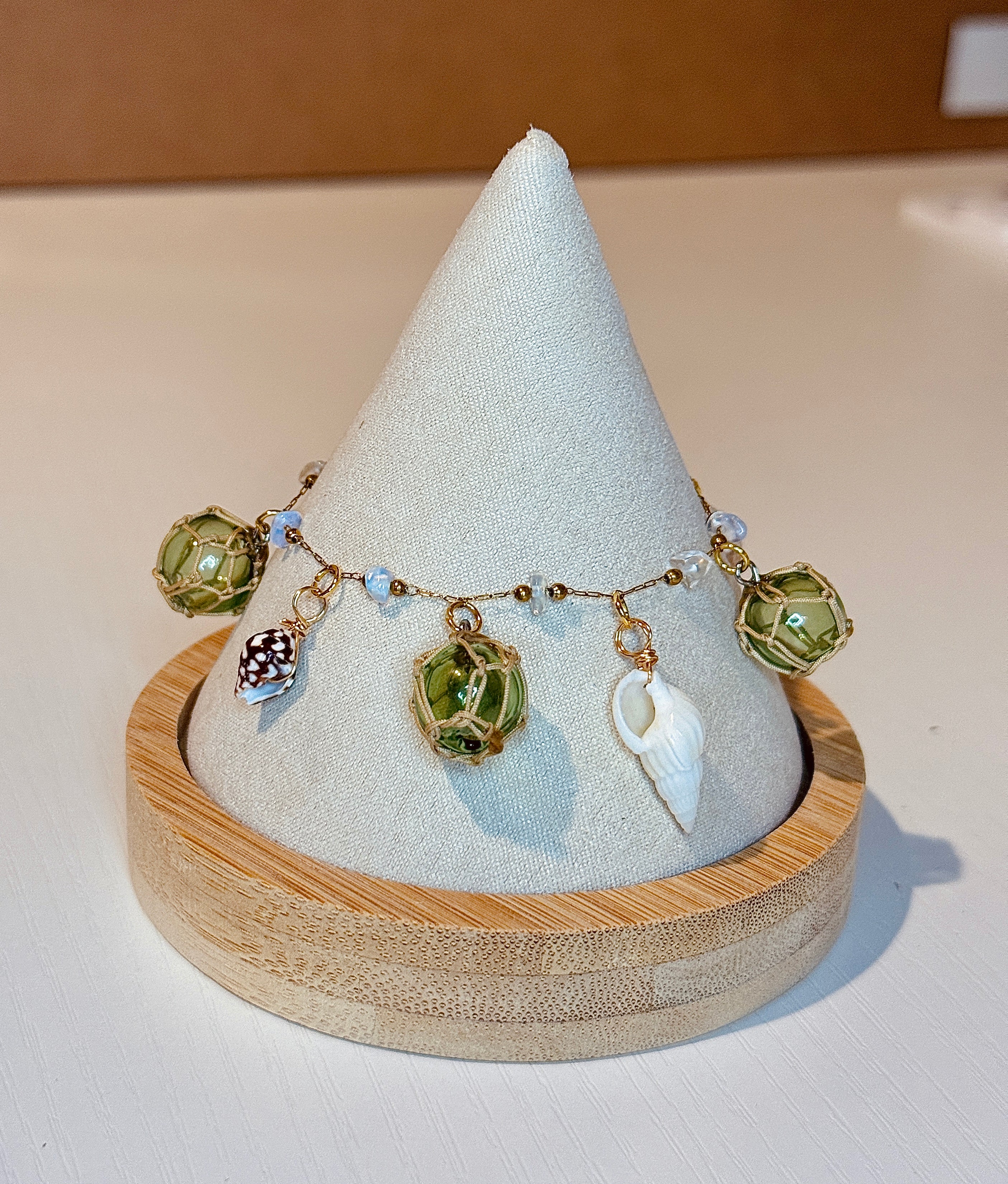 Glass Float Shell Charm Bracelet