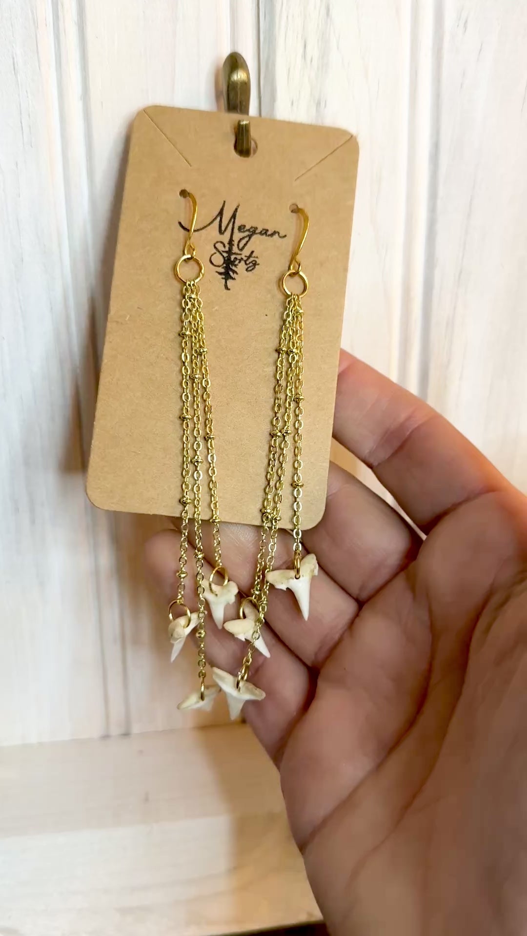 Salmon Shark Tooth Earrings