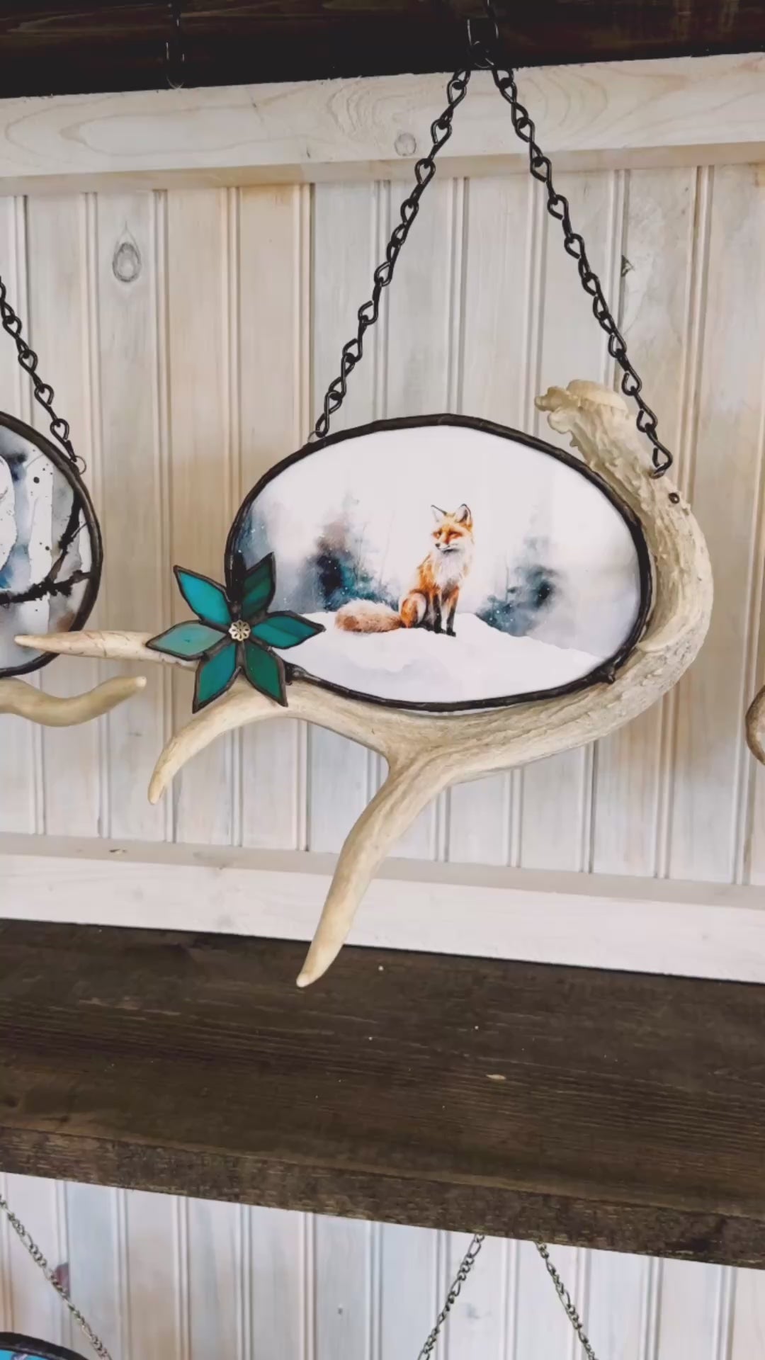 Winter Fox Antler Print